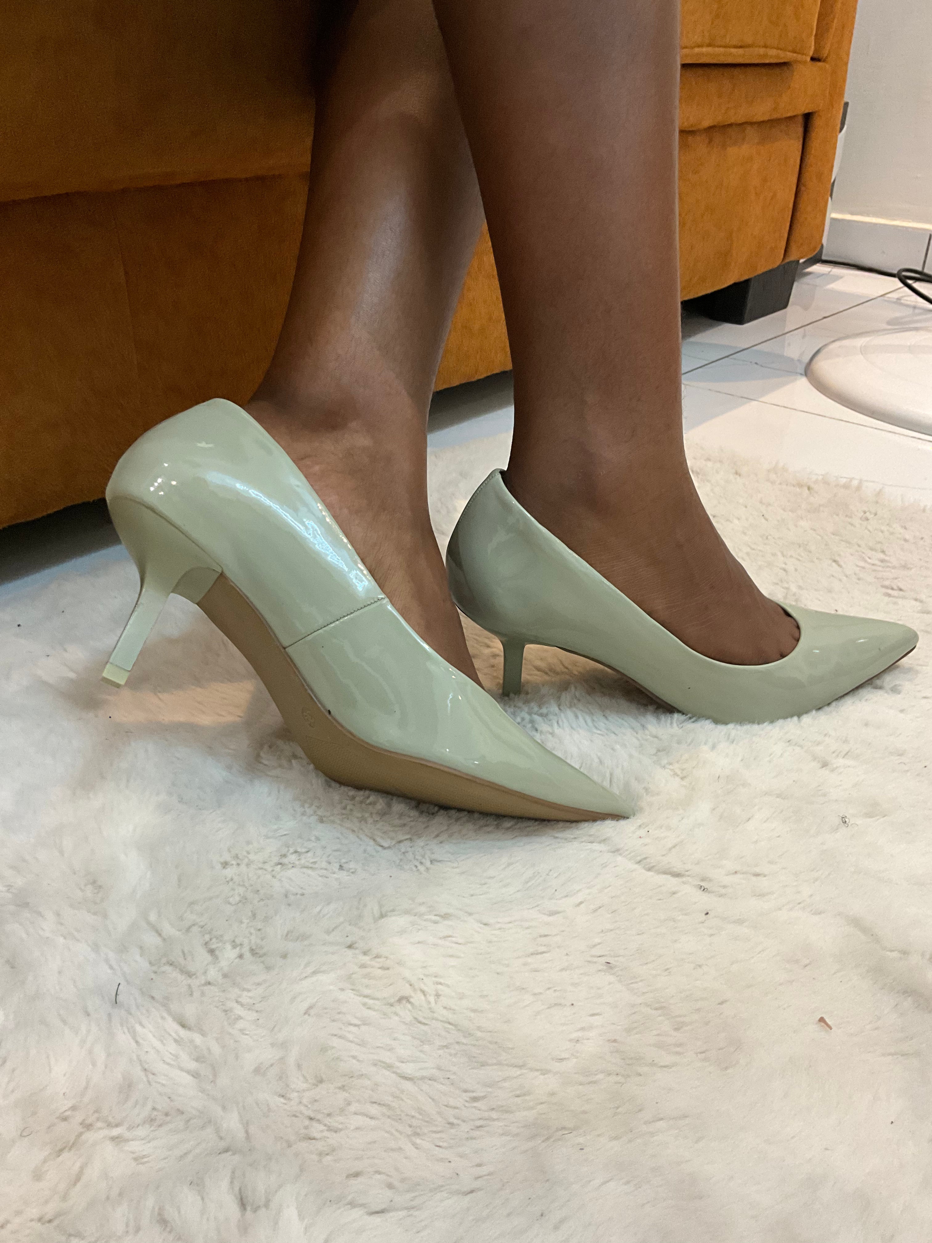 Escarpins Pointus Vert Nude « Fleur citron »